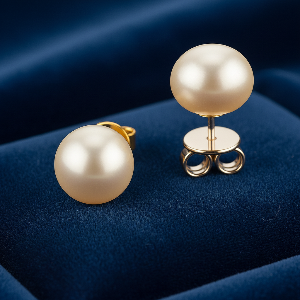 Elegant Pearl Gold Stud Earrings
