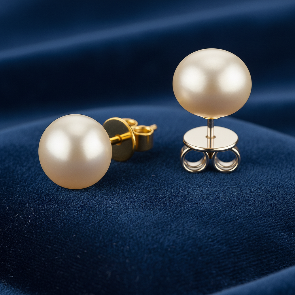 Elegant Pearl Gold Stud Earrings