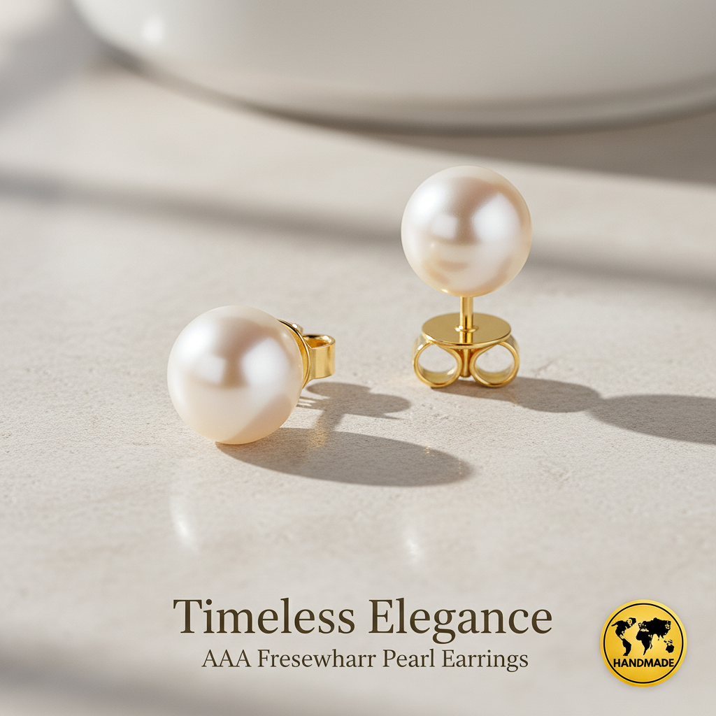 Elegant Pearl Gold Stud Earrings