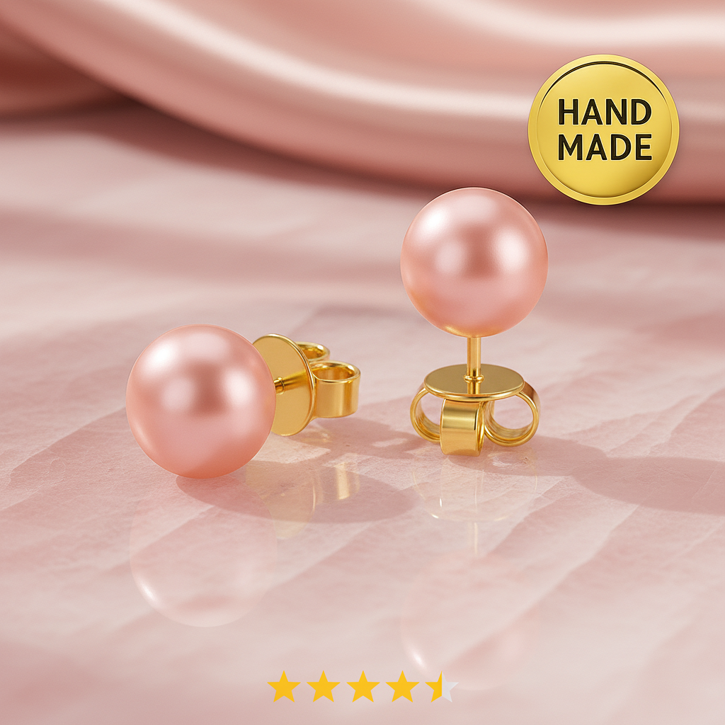 Elegant Pearl Gold Stud Earrings