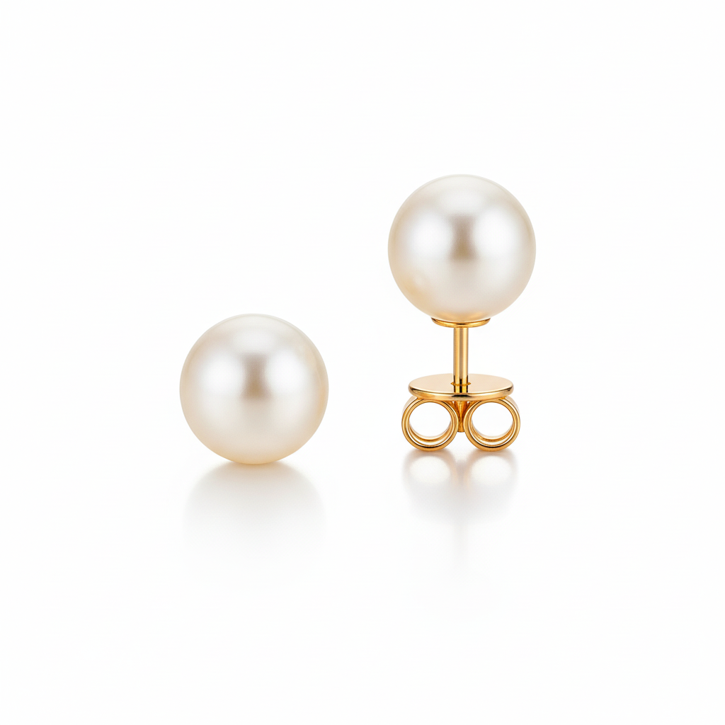 Elegant Pearl Gold Stud Earrings