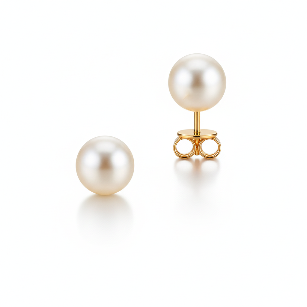 Elegant Pearl Gold Stud Earrings