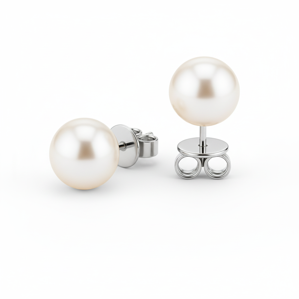 Elegant Pearl Gold Stud Earrings