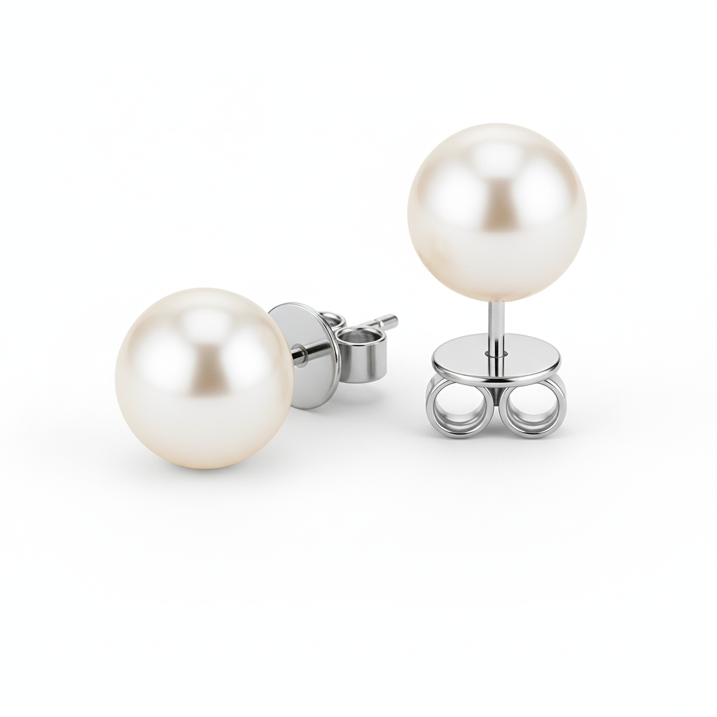 Elegant Pearl Gold Stud Earrings