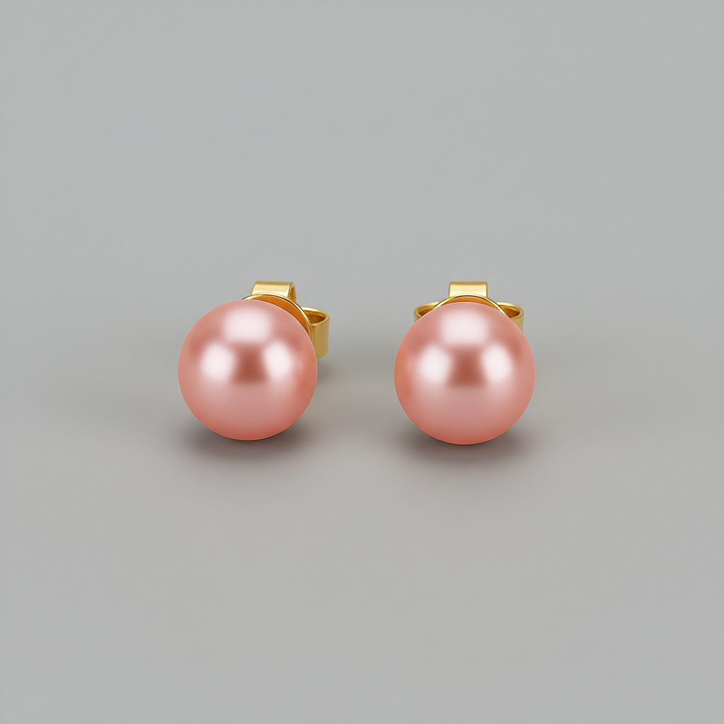 Elegant Pearl Gold Stud Earrings