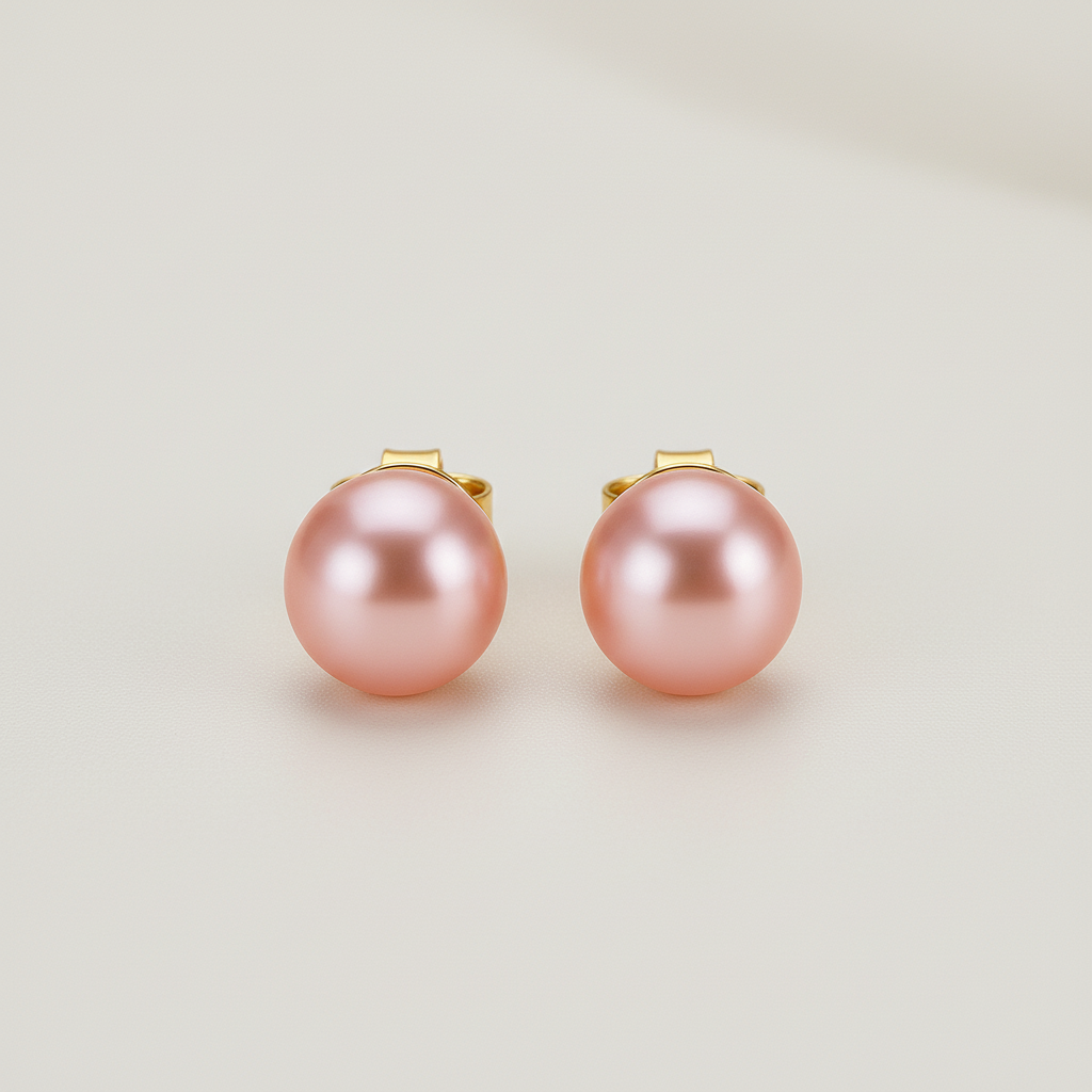 Elegant Pearl Gold Stud Earrings
