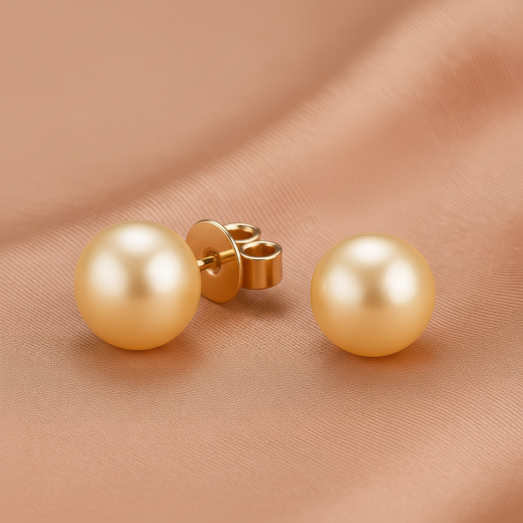 Elegant Pearl Gold Stud Earrings